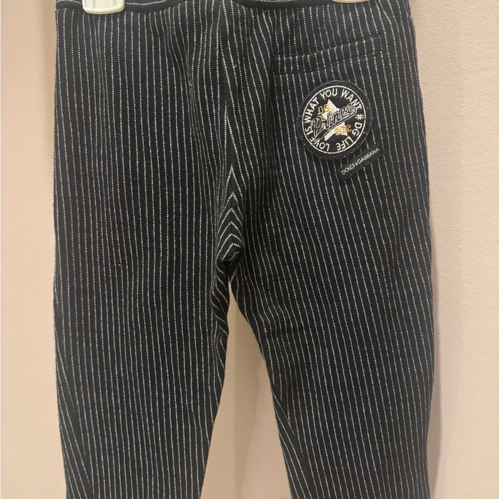 Dolce & Gabbana Black and White Striped Kids Pants